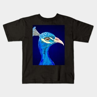 Peacock portrait acrylic painting Kids T-Shirt